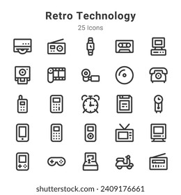 25 icons on retro technology