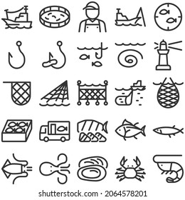 25 icons set for fisheries