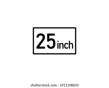 25 inches icon vector illustration, 25 inch size