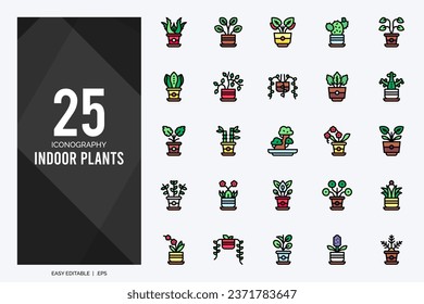 25 Indoor Plants Two Color icons pack. vector illustration.