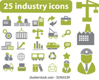 25 industry signs. green series. vector. please, visit my portfolio to find more similar.