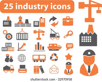 25 industry vector icons - brown series