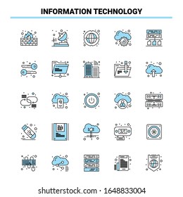 25 Information Technology Black and Blue icon Set. Creative Icon Design and logo template