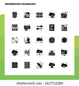 25 Information Technology Icon set. Solid Glyph Icon Vector Illustration Template For Web and Mobile. Ideas for business company.