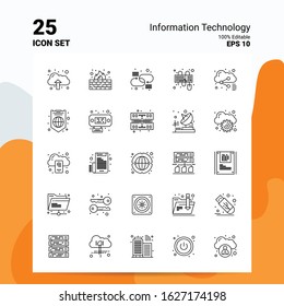 25 Information Technology Icon Set. 100% Editable EPS 10 Files. Business Logo Concept Ideas Line icon design