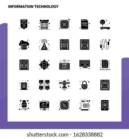 25 Information Technology Icon set. Solid Glyph Icon Vector Illustration Template For Web and Mobile. Ideas for business company.