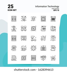 25 Information Technology Icon Set. 100% Editable EPS 10 Files. Business Logo Concept Ideas Line icon design