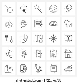 25 Interface Line Icon Set of modern symbols on table tennis; internet; day; globe; labour Vector Illustration