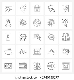 25 Interface Line Icon Set of modern symbols on fingerprint; approved; open; zoom; search Vector Illustration