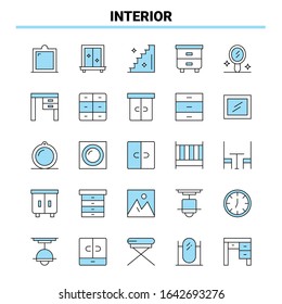 25 Interior Black and Blue icon Set. Creative Icon Design and logo template