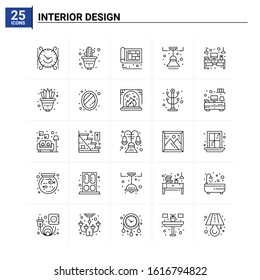 25 Interior Design icon set. vector background