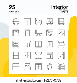 25 Interior Icon Set. 100% Editable EPS 10 Files. Business Logo Concept Ideas Line icon design