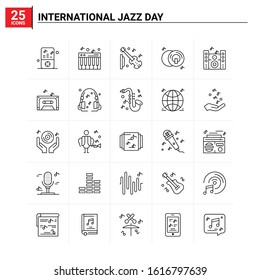 25 International Jazz Day icon set. vector background