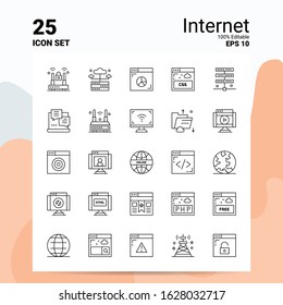 25 Internet Icon Set. 100% Editable EPS 10 Files. Business Logo Concept Ideas Line icon design