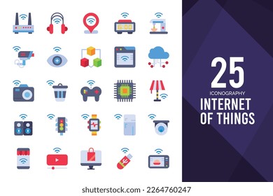 25 Internet of Things Flat icon pack. vector illustration.