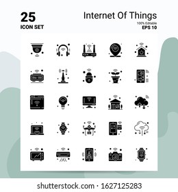 25 Internet Of Things Icon Set. 100% Editable EPS 10 Files. Business Logo Concept Ideas Solid Glyph icon design