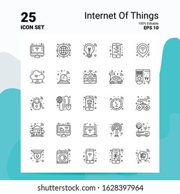 25 Internet Of Things Icon Set. 100% Editable EPS 10 Files. Business Logo Concept Ideas Line icon design
