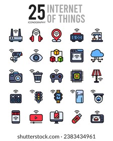 25 iconos de Internet of Things Empaquetar ilustración vectorial.