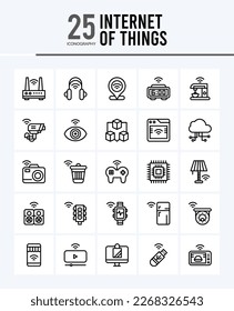 25 Internet of Things Outline icons Pack vector illustration.