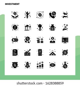 25 Investment Icon set. Solid Glyph Icon Vector Illustration Template For Web and Mobile. Ideas for business company.