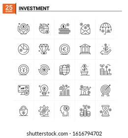 25 Investment icon set. vector background