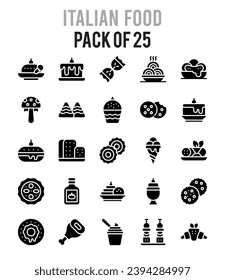 25 Italian Food icons Pack vector illustration.