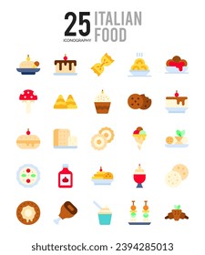 25 Italian Food icons Pack vector illustration.