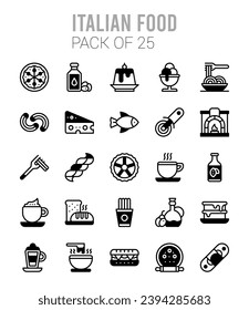 25 Italian Food. icons Pack. vector illustration.
