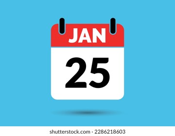 25 de enero Calendario Fecha Icono plano Día 25 Ilustración vectorial