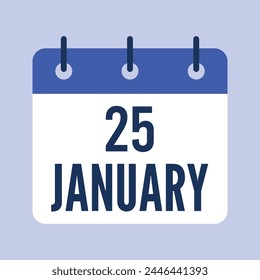 25 January calendar. Grey background. Vector Calendar.