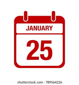 25 January calendar red icon. twenty five
