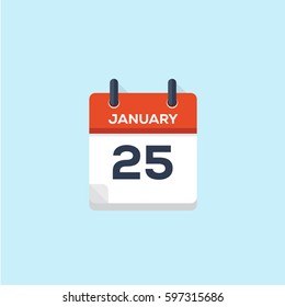 25. january flat style calendar, vector illustration