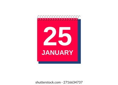 25 Januar Monat einzelne Tag Vektor, Illustration, Kalender mit roten, blauen und weißen Hintergrund Kalender Symbol von Januar 25