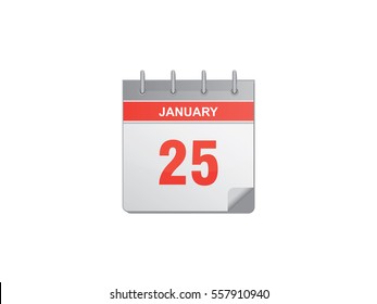 25 January red calendar vector illustration on white background