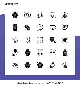 25 Jewellery Icon set. Solid Glyph Icon Vector Illustration Template For Web and Mobile. Ideas for business company.