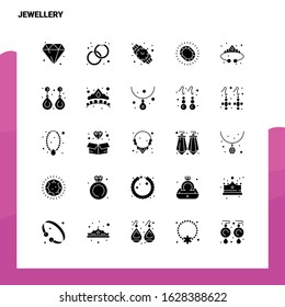 25 Jewellery Icon set. Solid Glyph Icon Vector Illustration Template For Web and Mobile. Ideas for business company.