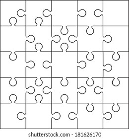 25 Jigsaw puzzle blank template or cutting guidelines