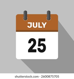 25 july calendar icon vector month date illustration design