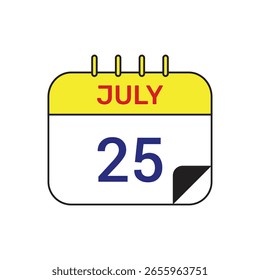 25 july calendar icon vector illustration design