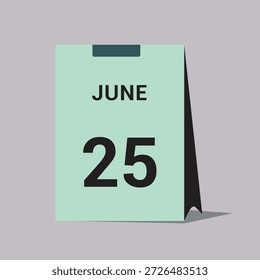 25 june calendar date icon minimal desk calendar vector illustration