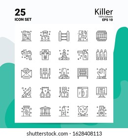 25 Killer Icon Set. 100% Editable EPS 10 Files. Business Logo Concept Ideas Line icon design