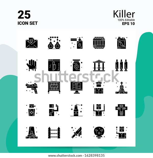 25 Killer Icon Set 100 Editable Stock Vector (Royalty Free) 1628398135 ...