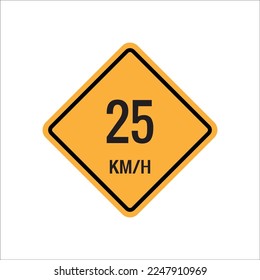 25 km Maximum Speed limit sign icon on white background vector illustration.