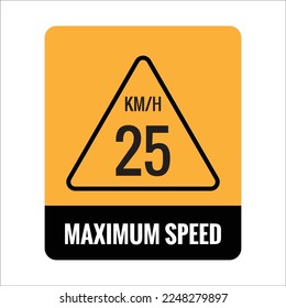 25 kmh Isolated Road Maximum Speed limit sign icon on white background vector illustration.
