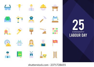 25 Labour Day Flat icons pack. vector illustration.