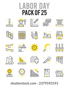 25 Labour Day icons Pack vector illustration.