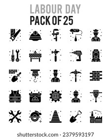 25 Labour Day icons Pack vector illustration.