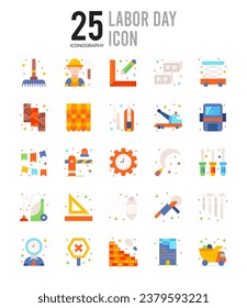 25 Labour Day icons Pack vector illustration.