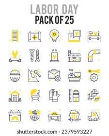 25 Labour Day icons Pack vector illustration.