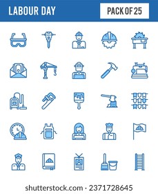 25 Labour Day Two Color icons pack. vector illustration.
